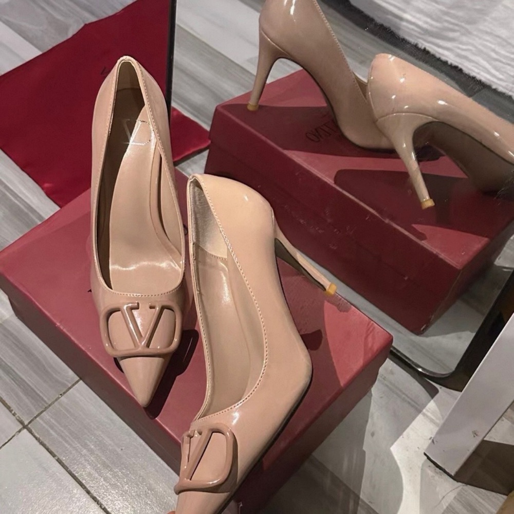 Valentino Women's Nude Patent Leather Heels